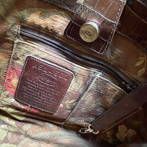 Vintage Brighton Croc Embossed Pattern Leather Shoulder Purse Brown Burgundy - Picture 11 of 15